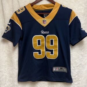 NFL Navy Blue and Gold Arron Donald Kids Jersey with Silver Details